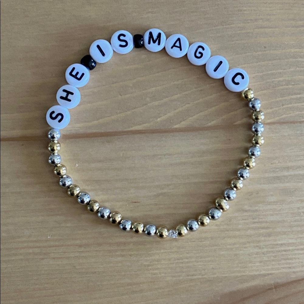 Handmade Beaded Mantra Bracelet - Picture 3 of 4